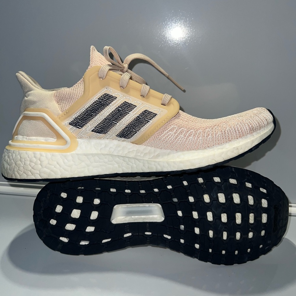 Adidas Pink and Black Athletic Shoes with Boost Technology